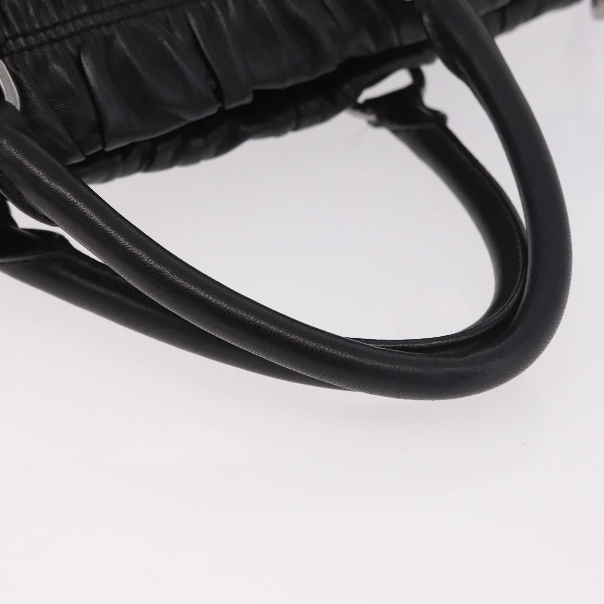 PRADA Hand Bag Leather 2way Black Silver Auth BA13922V
