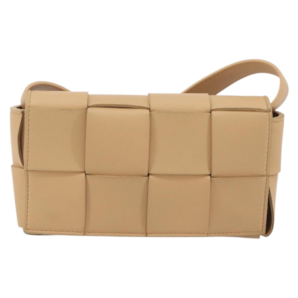 BOTTEGA VENETA MAXI INTRECCIATO Cassette Shoulder Bag Beige Auth BA13923V