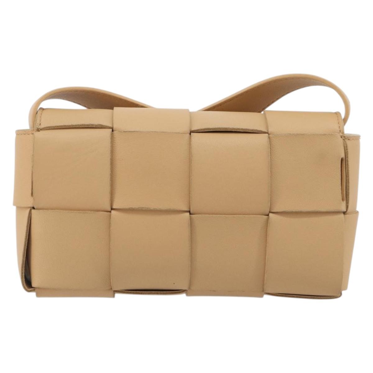 BOTTEGA VENETA MAXI INTRECCIATO Cassette Shoulder Bag Beige Auth BA13923V