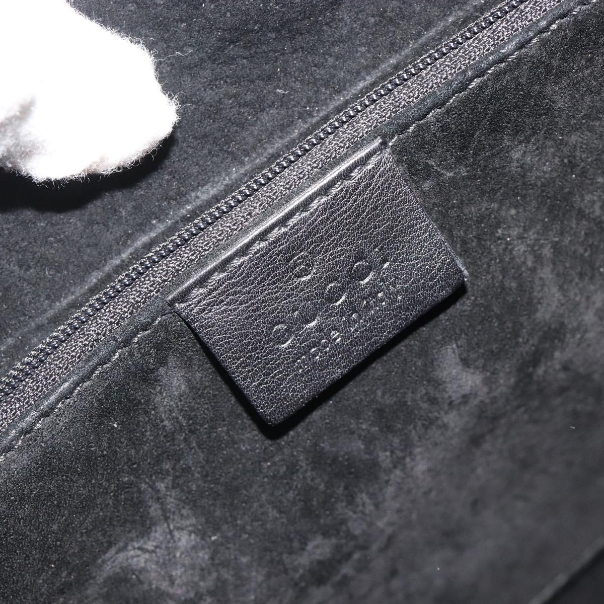 GUCCI Shoulder Bag Leather Black Silver 001-3750 Auth BA13924A