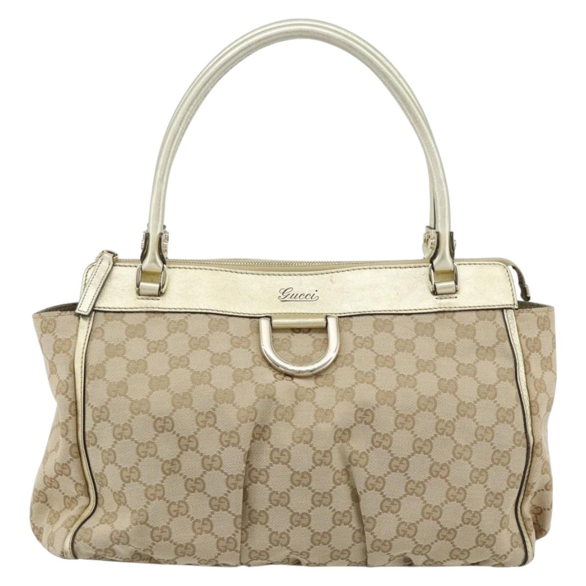GUCCI GG Canvas Abbey Tote Bag Beige Gold 189831 Auth BA13928A