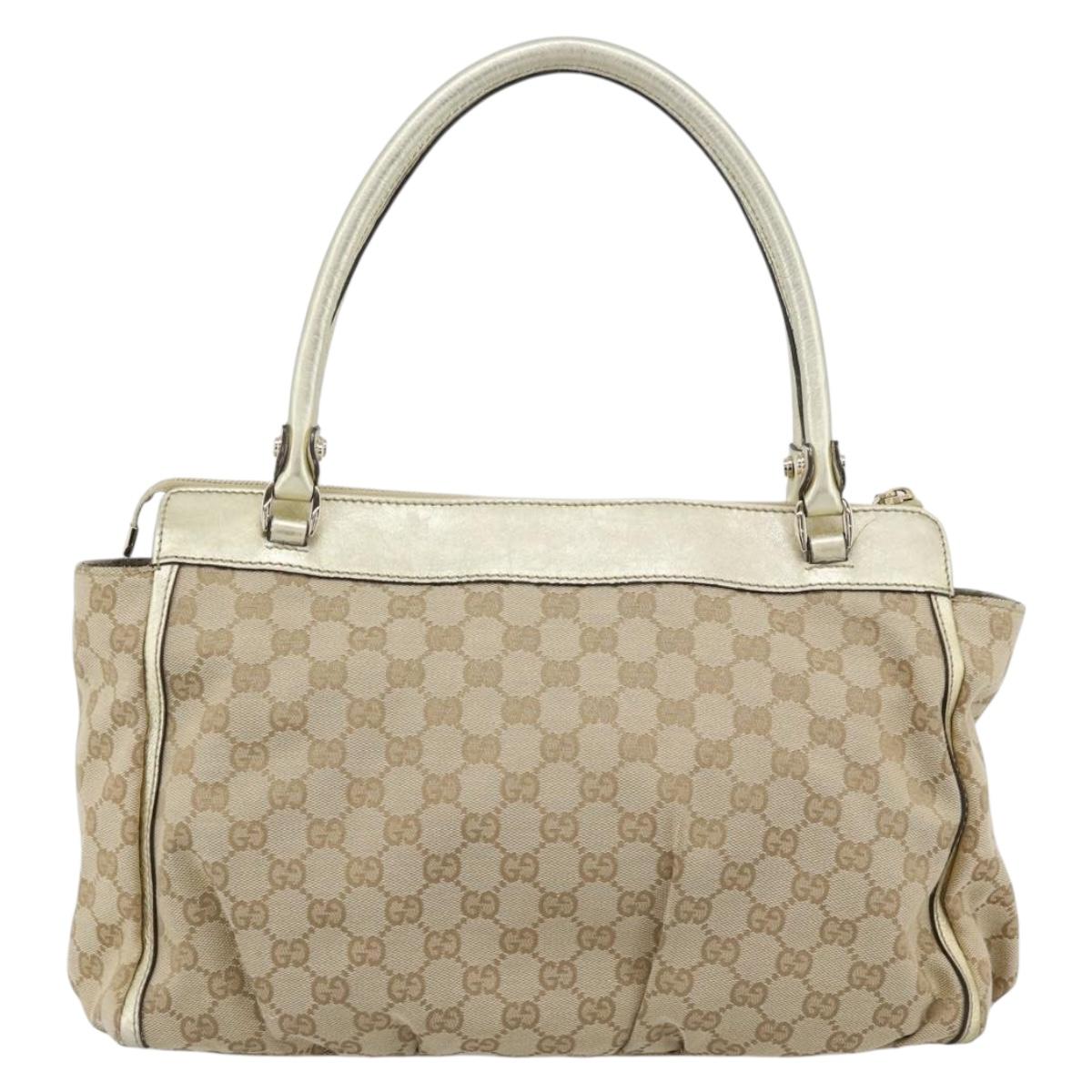 GUCCI GG Canvas Abbey Tote Bag Beige Gold 189831 Auth BA13928A