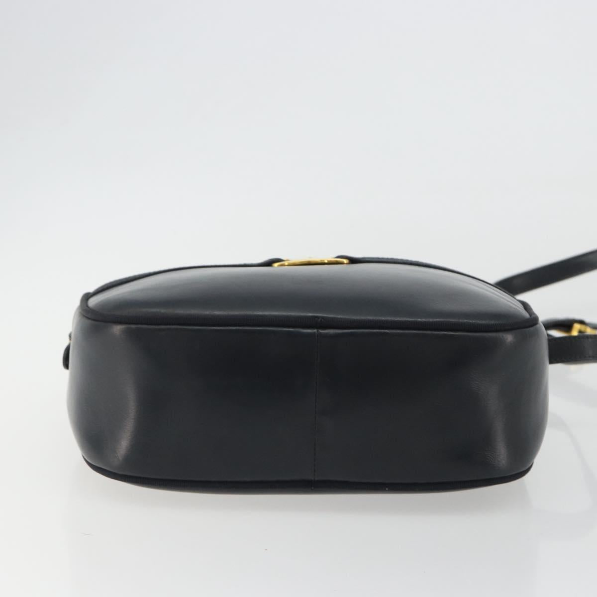 Salvatore Ferragamo Vala Shoulder Bag Leather Black Gold Auth BA13929