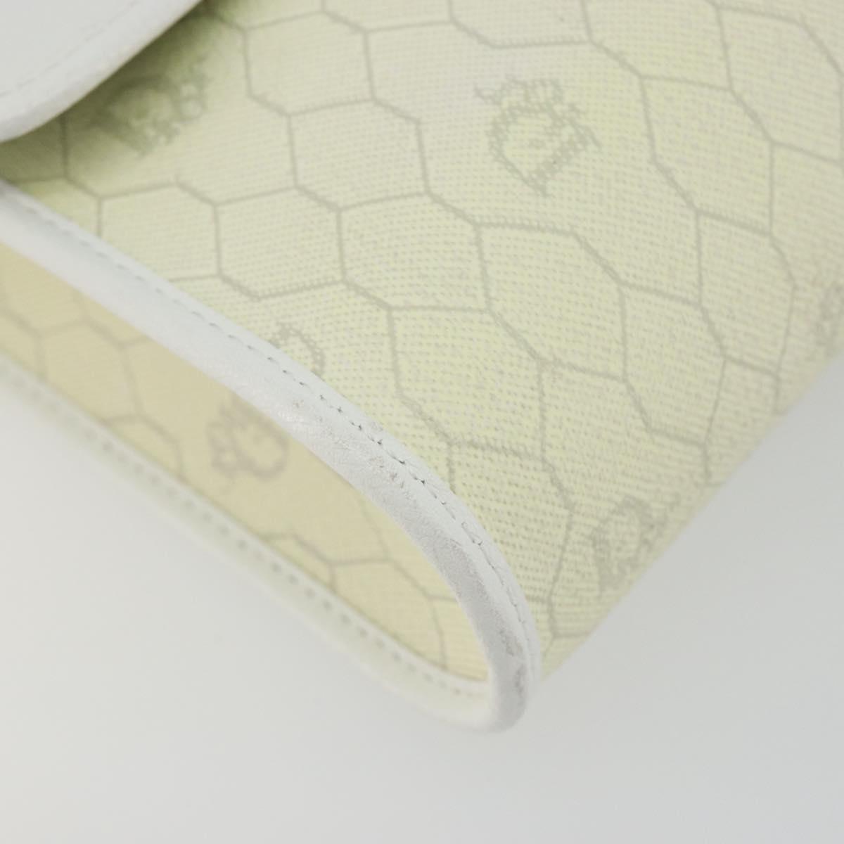 Christian Dior Honeycomb Shoulder Bag PVC Leather White Gold Auth BA13931