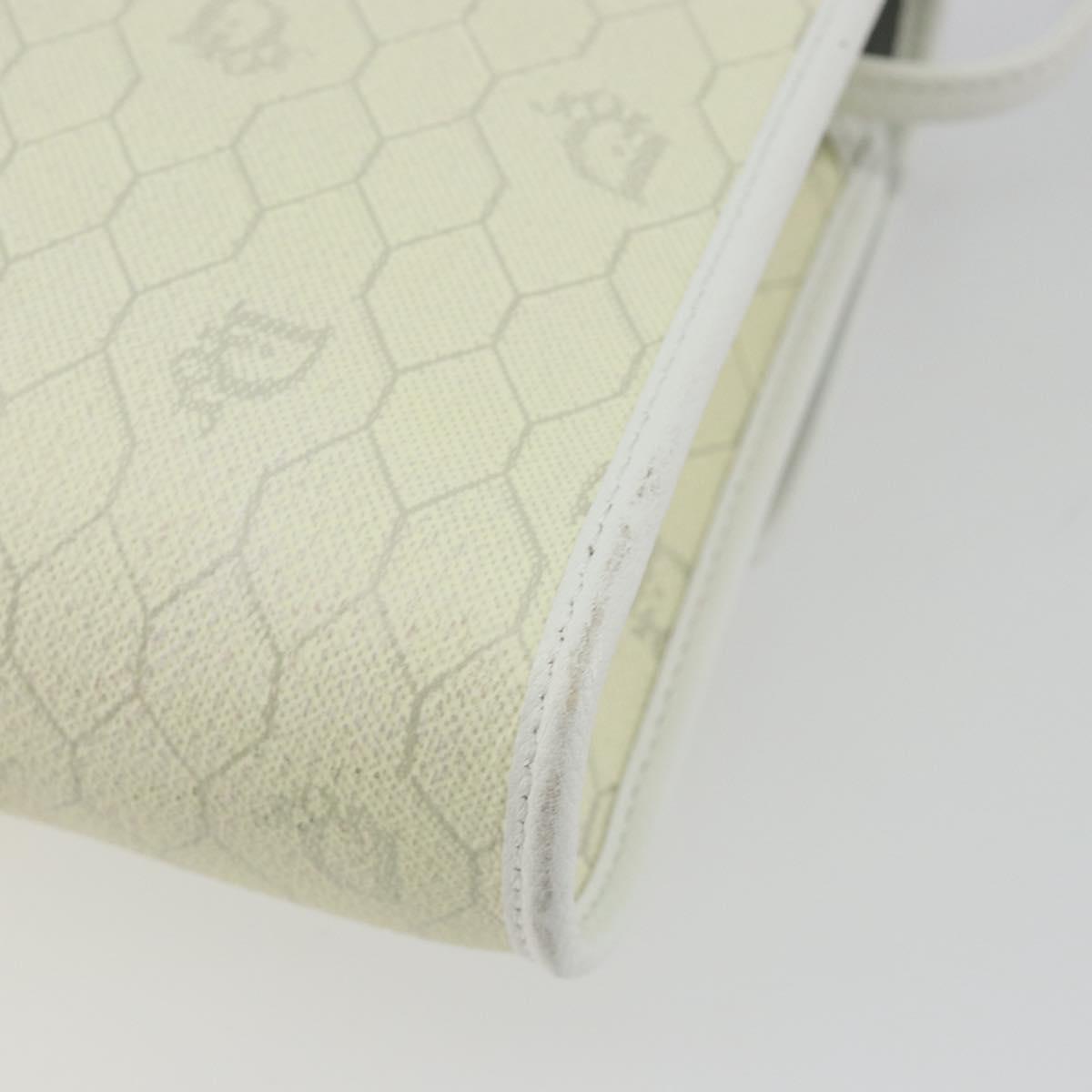 Christian Dior Honeycomb Shoulder Bag PVC Leather White Gold Auth BA13931