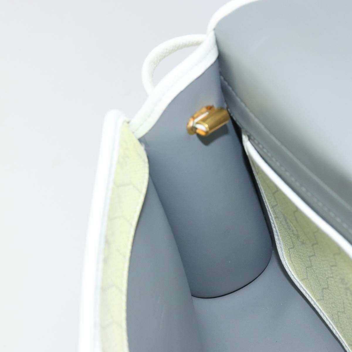 Christian Dior Honeycomb Shoulder Bag PVC Leather White Gold Auth BA13931
