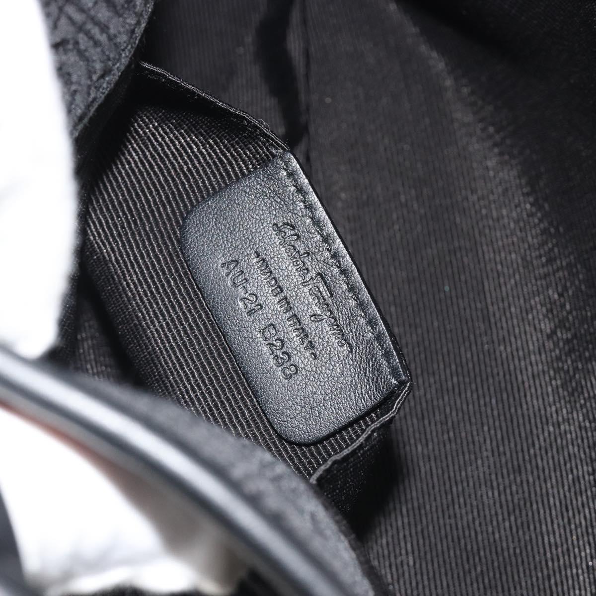 Salvatore Ferragamo Gancini Hand Bag Cotton Black Silver Auth BA13932A