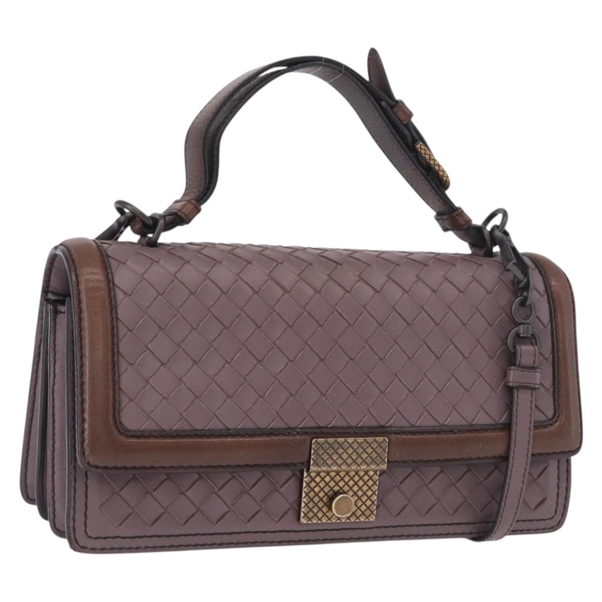 BOTTEGA VENETA INTRECCIATO Hand Bag 2way Purple Auth BA13933A