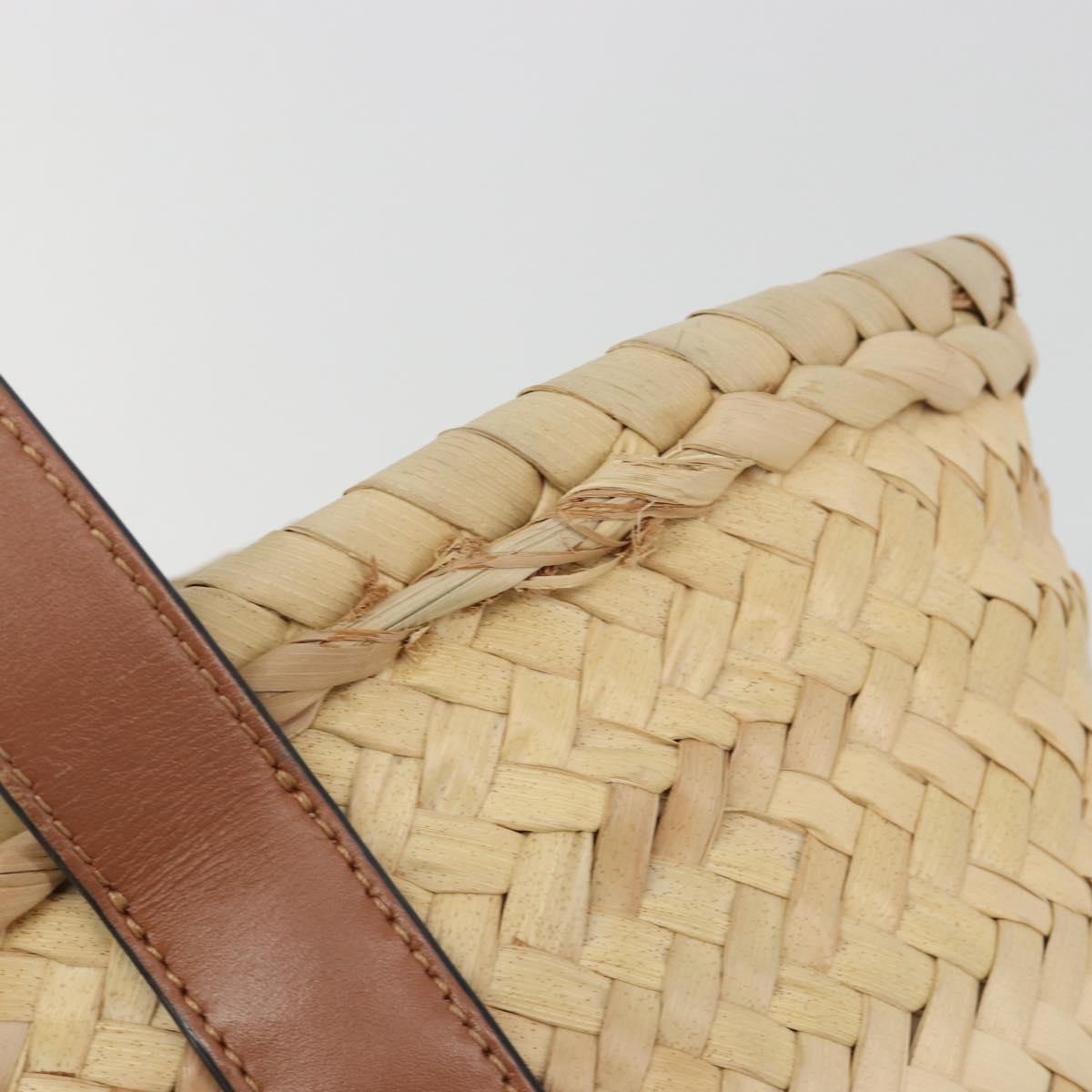 LOEWE Ghibli Soot Sprites Basket Small Bag Raffia Beige Silver Auth BA13934SM