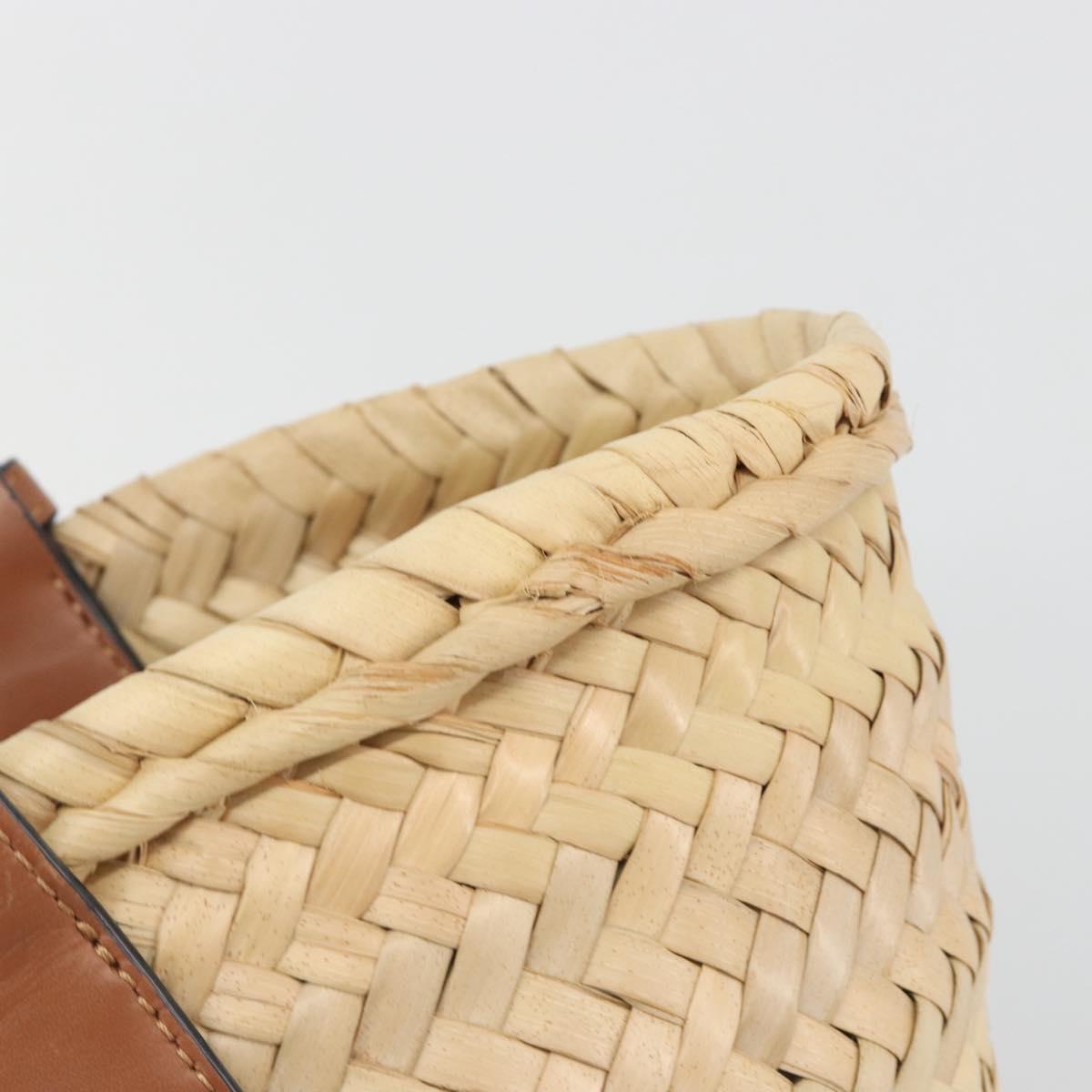 LOEWE Ghibli Soot Sprites Basket Small Bag Raffia Beige Silver Auth BA13934SM