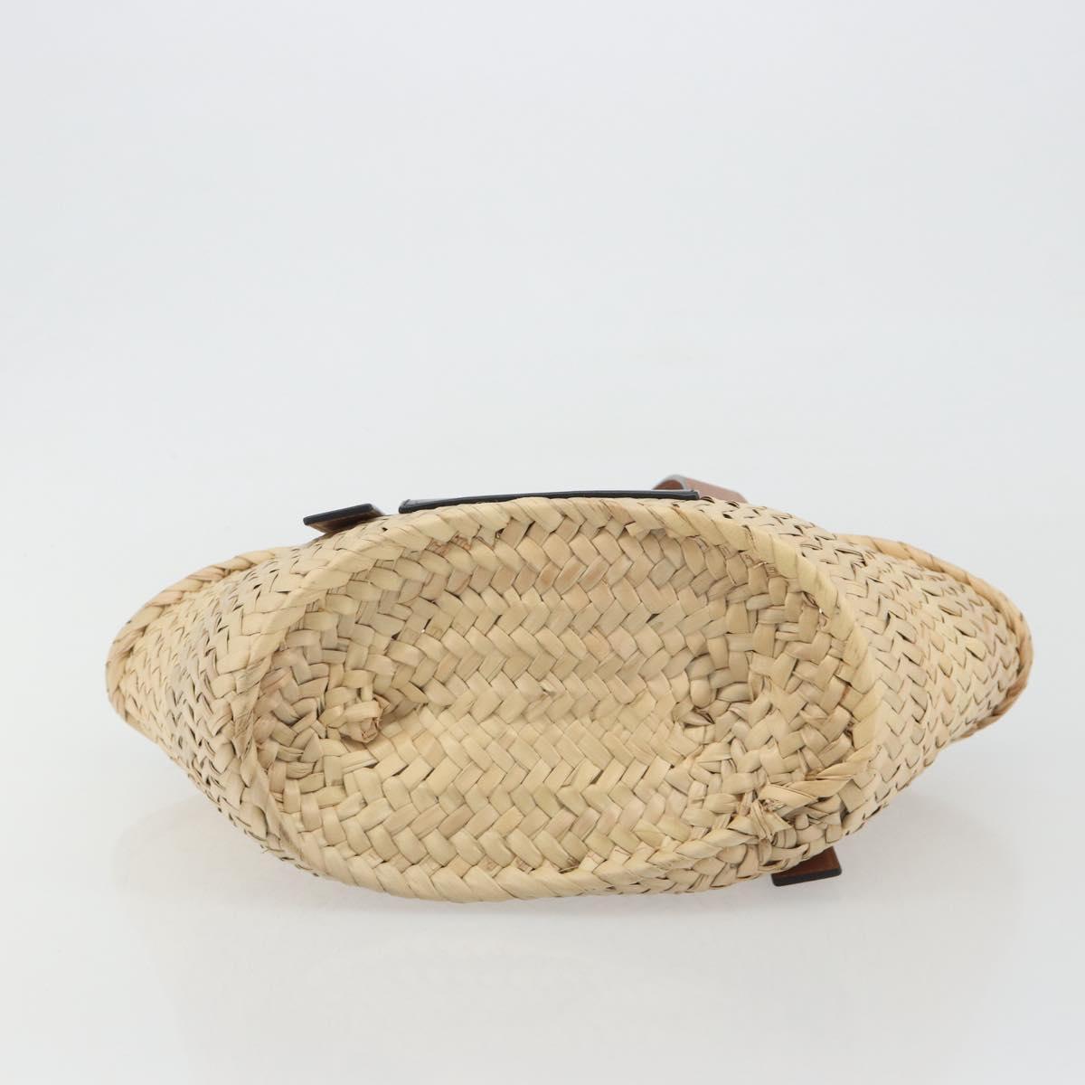 LOEWE Ghibli Soot Sprites Basket Small Bag Raffia Beige Silver Auth BA13934SM