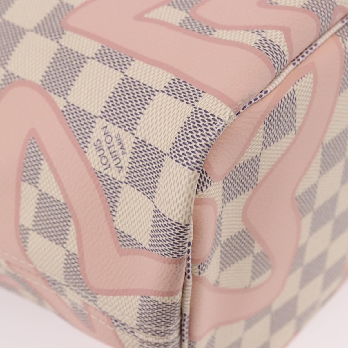 LOUIS VUITTON Damier Azur Tahiti Neverfull MM Rose N41050 LV Auth BA13936SAV