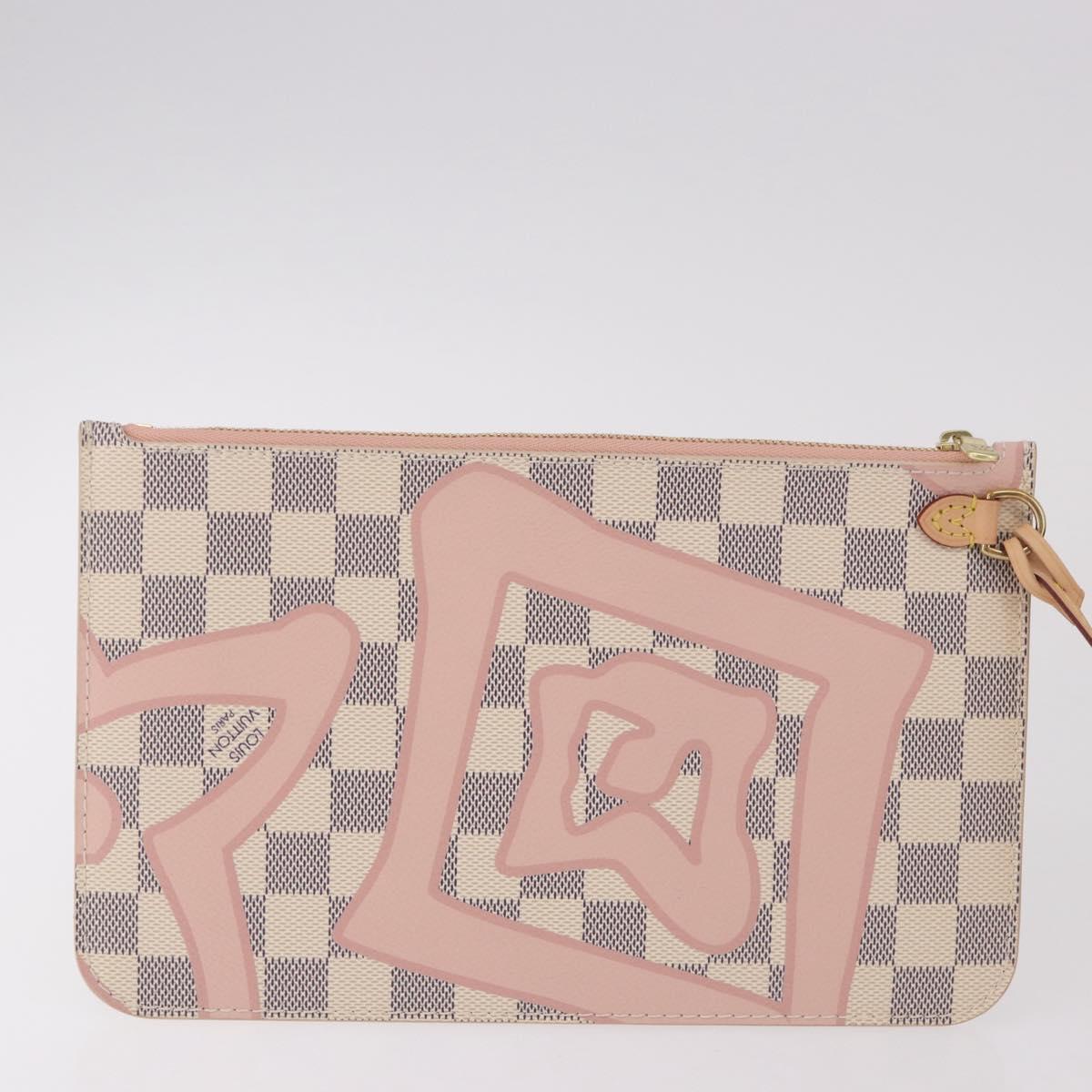 LOUIS VUITTON Damier Azur Tahiti Neverfull MM Rose N41050 LV Auth BA13936SAV