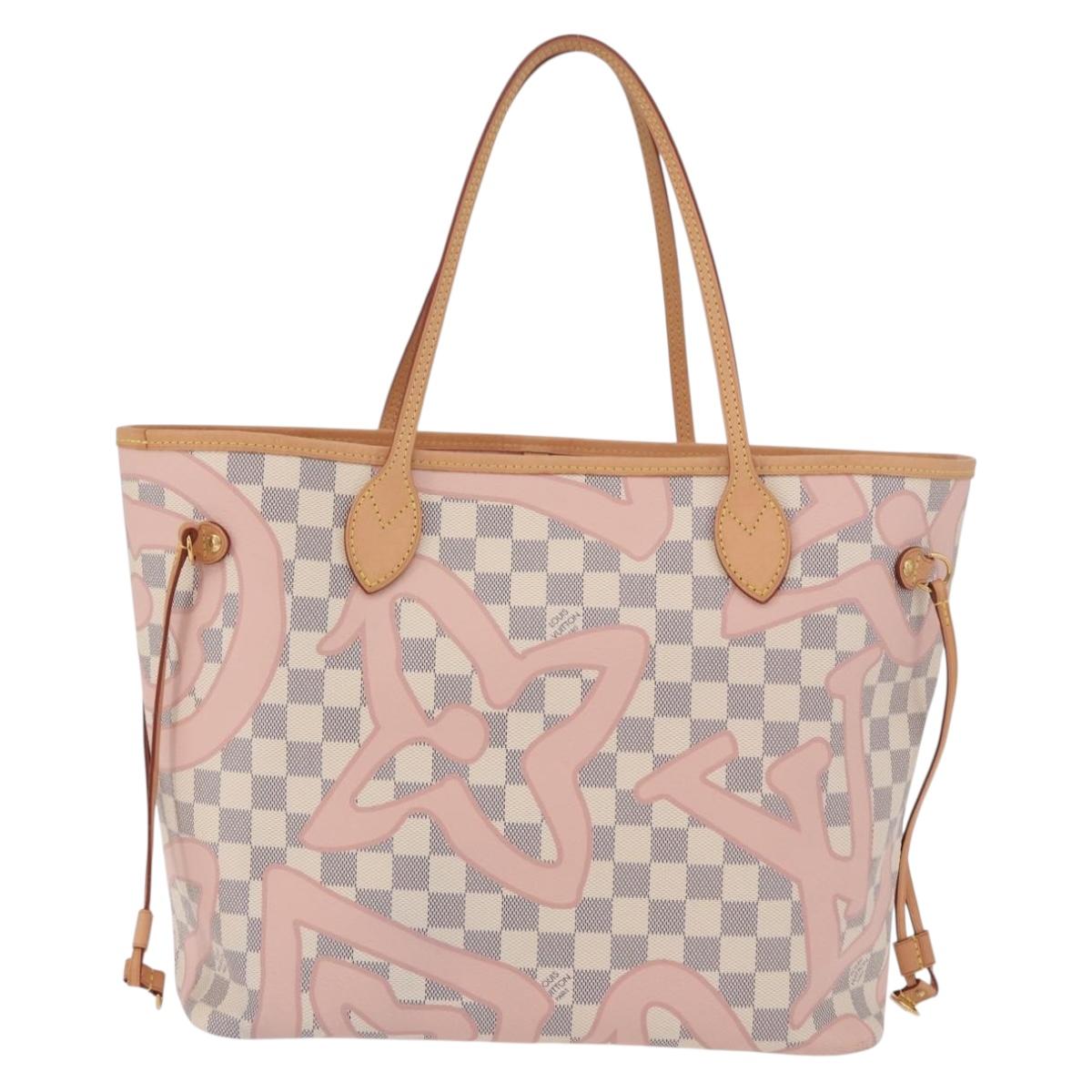 LOUIS VUITTON Damier Azur Tahiti Neverfull MM Rose N41050 LV Auth BA13936SAV