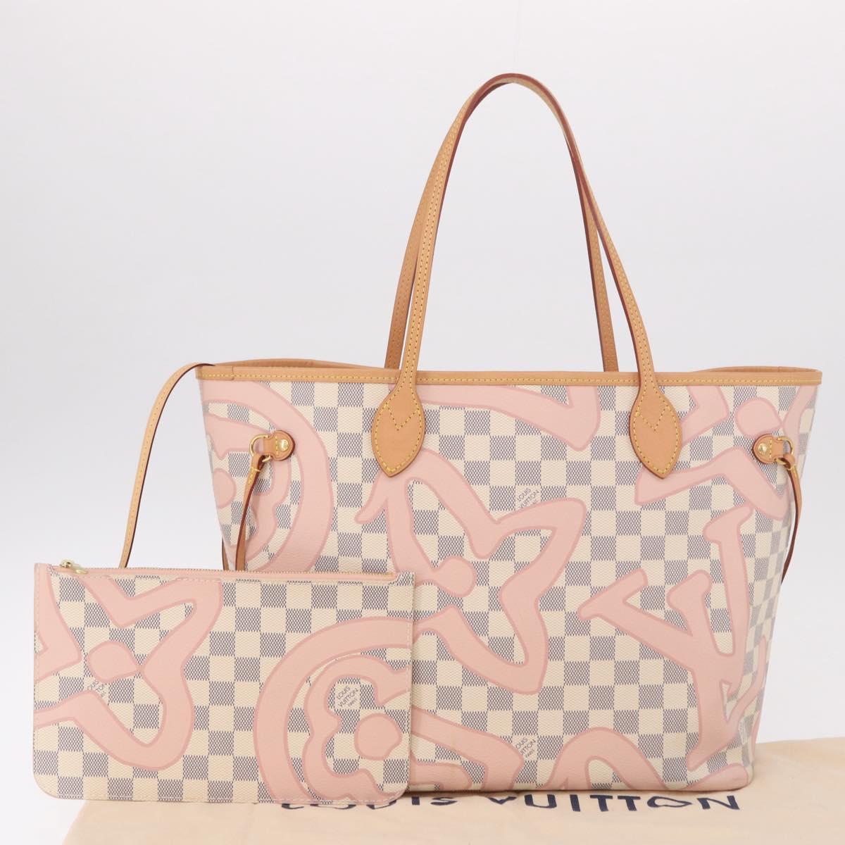 LOUIS VUITTON Damier Azur Tahiti Neverfull MM Rose N41050 LV Auth BA13936SAV