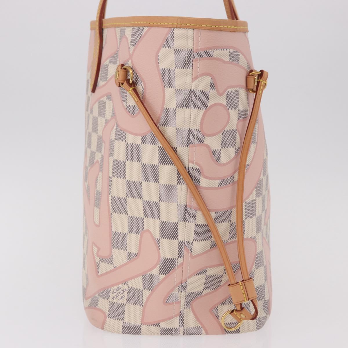 LOUIS VUITTON Damier Azur Tahiti Neverfull MM Rose N41050 LV Auth BA13936SAV