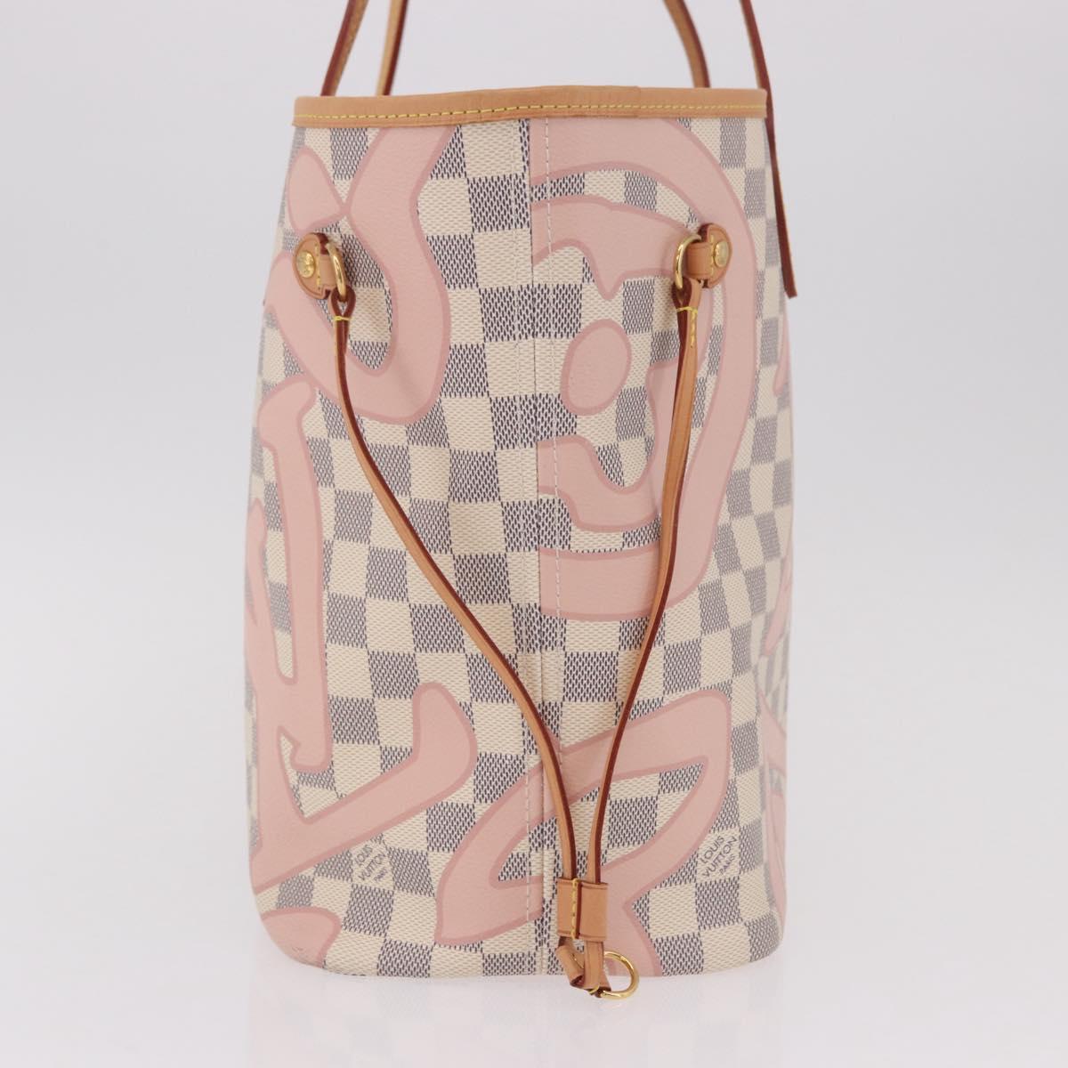 LOUIS VUITTON Damier Azur Tahiti Neverfull MM Rose N41050 LV Auth BA13936SAV