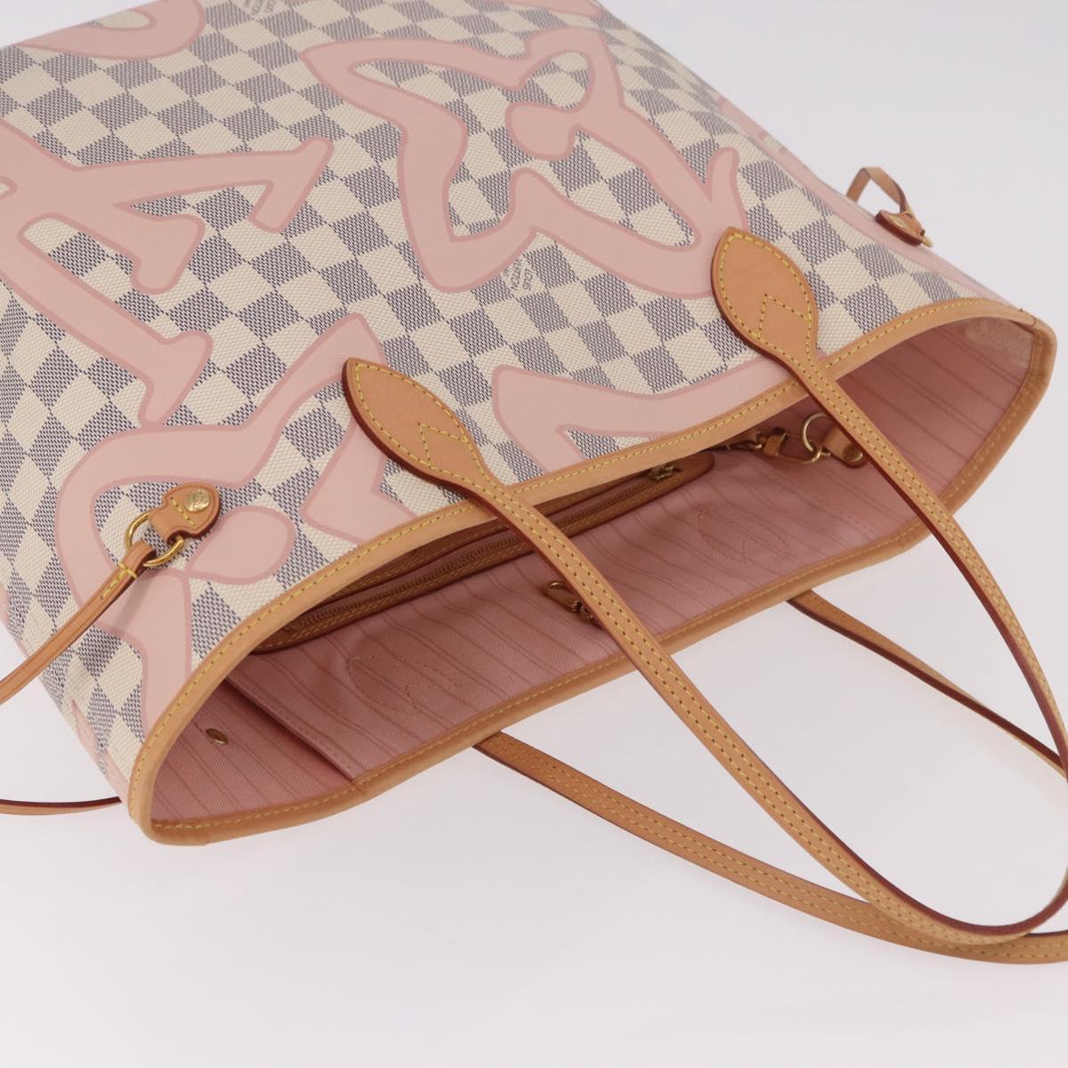 LOUIS VUITTON Damier Azur Tahiti Neverfull MM Rose N41050 LV Auth BA13936SAV
