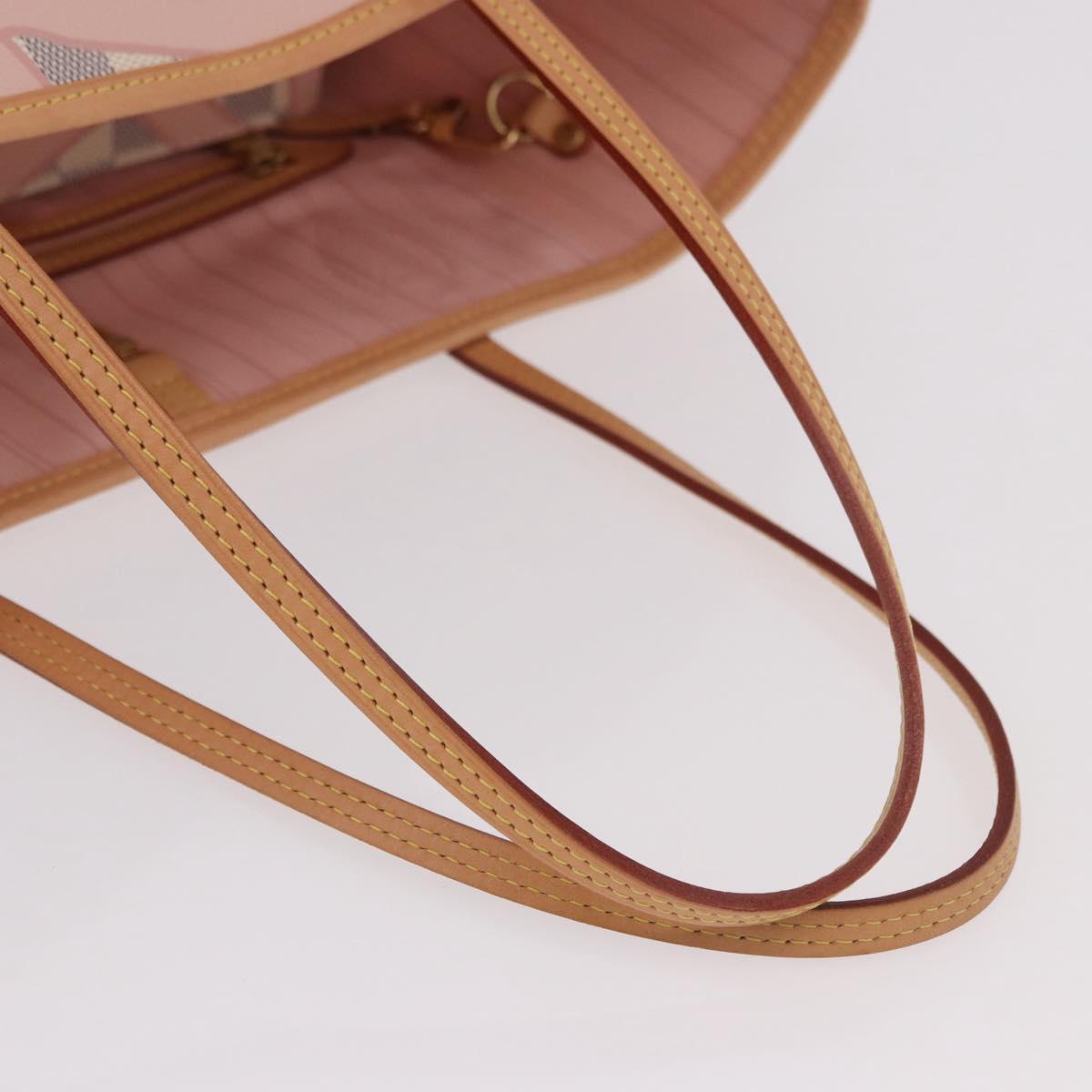 LOUIS VUITTON Damier Azur Tahiti Neverfull MM Rose N41050 LV Auth BA13936SAV