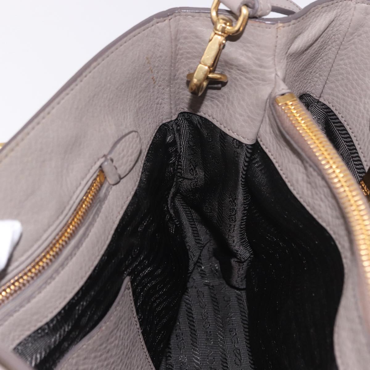 PRADA Vitterodino Hand Bag Leather 2way Gray Gold Auth BA13937V