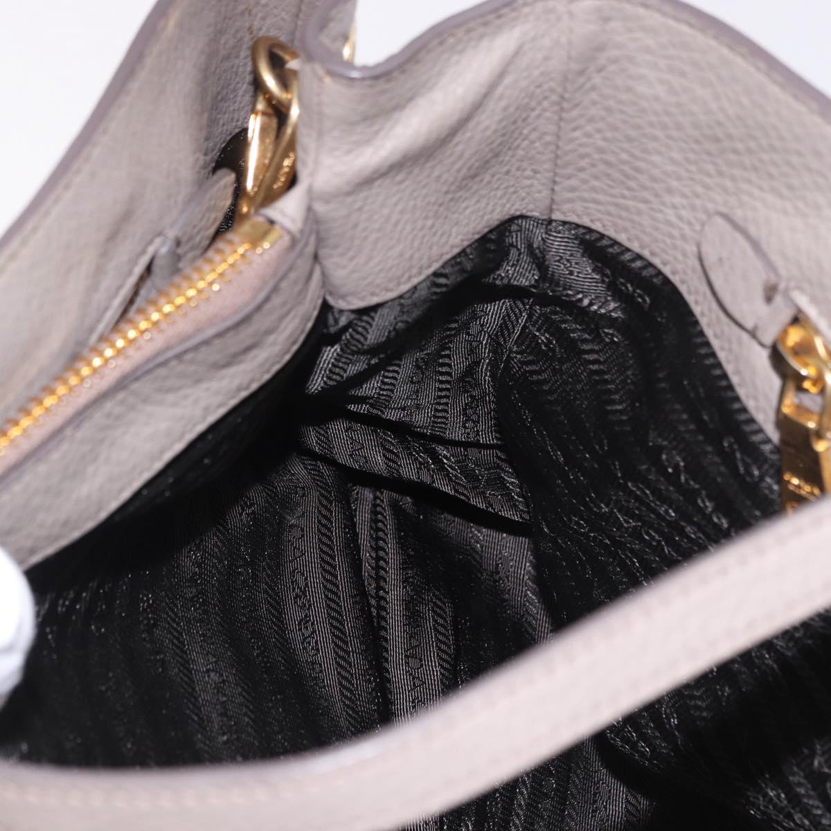 PRADA Vitterodino Hand Bag Leather 2way Gray Gold Auth BA13937V