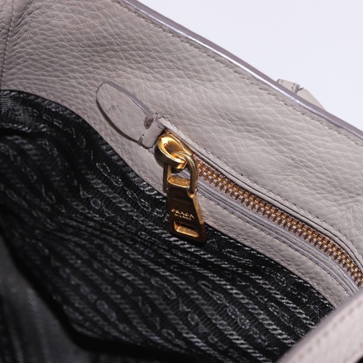 PRADA Vitterodino Hand Bag Leather 2way Gray Gold Auth BA13937V