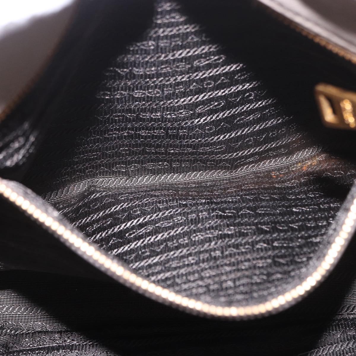 PRADA Vitterodino Hand Bag Leather 2way Gray Gold Auth BA13937V