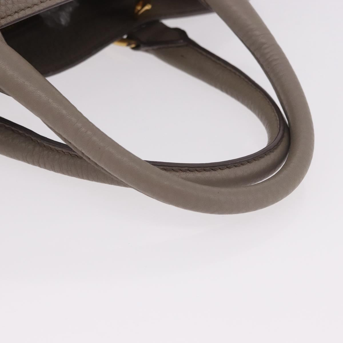 PRADA Vitterodino Hand Bag Leather 2way Gray Gold Auth BA13937V