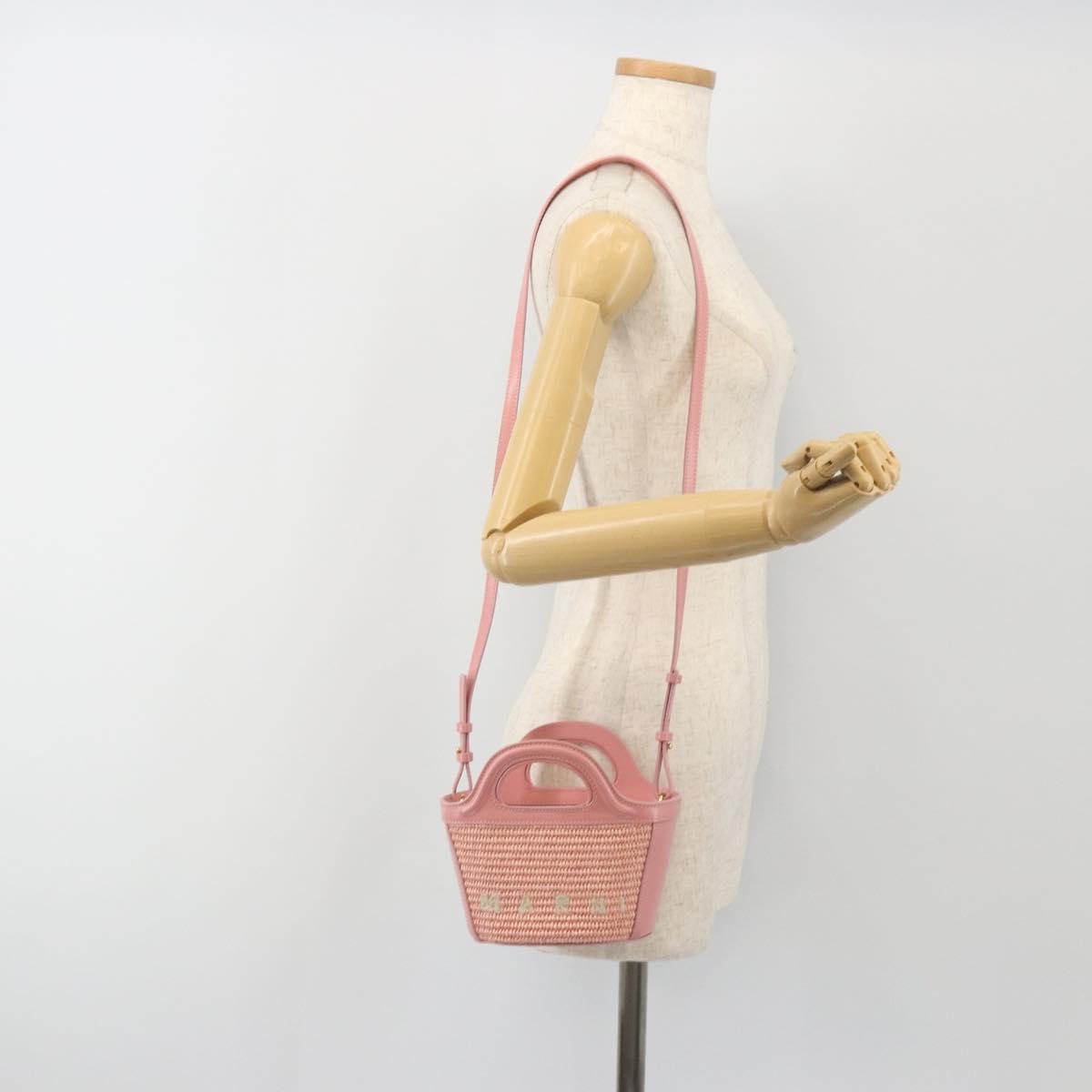 MARNI Tropicaria Micro Shoulder Bag Raffia 2way Pink Auth BA13939A