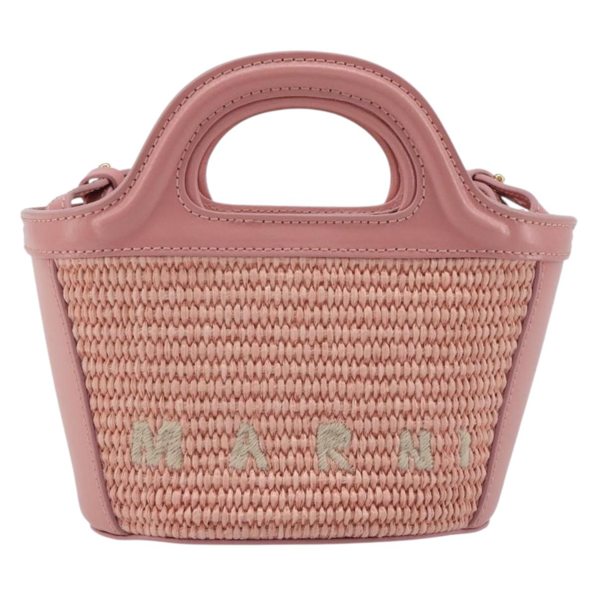 MARNI Tropicaria Micro Shoulder Bag Raffia 2way Pink Auth BA13939A