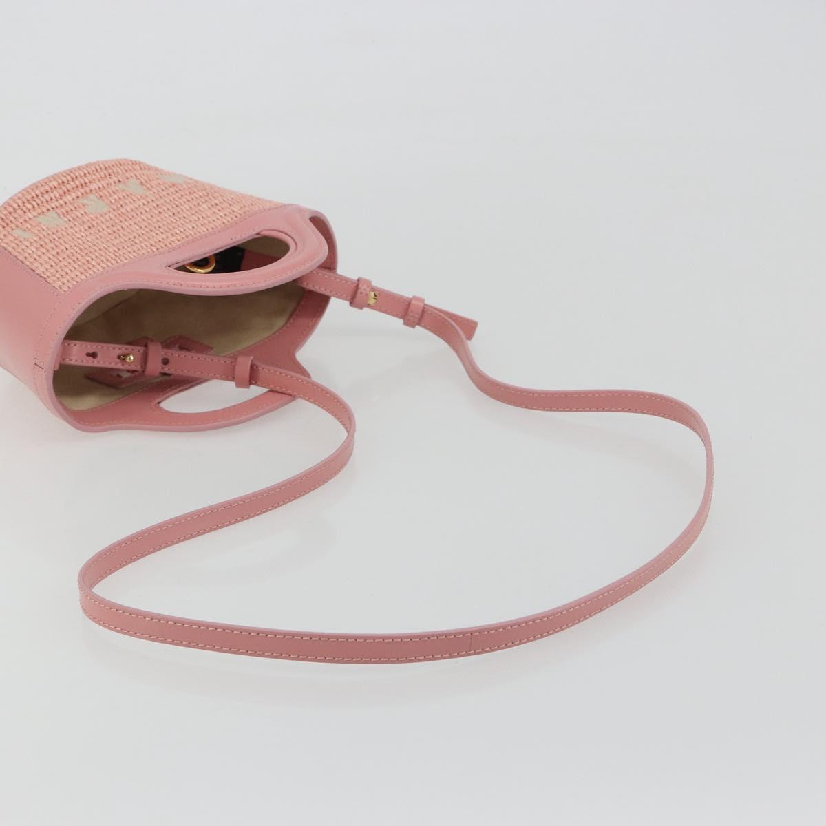 MARNI Tropicaria Micro Shoulder Bag Raffia 2way Pink Auth BA13939A
