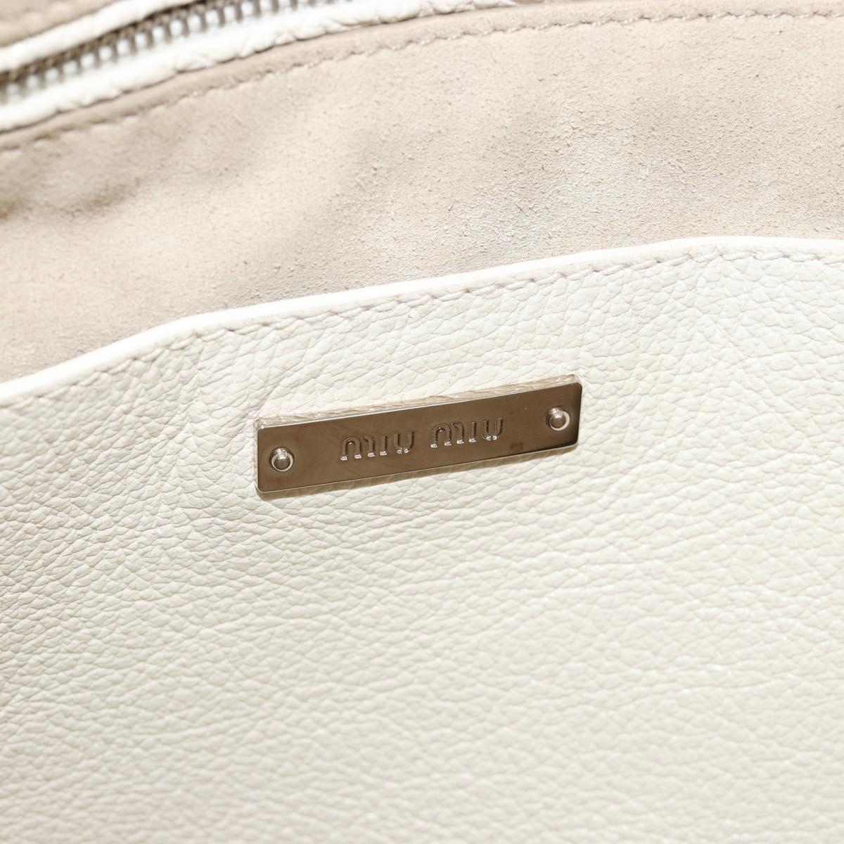 Miu Miu Shoulder Bag Leather Silver Auth BA13941A