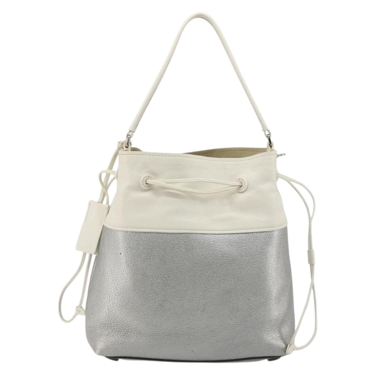 Miu Miu Shoulder Bag Leather Silver Auth BA13941A