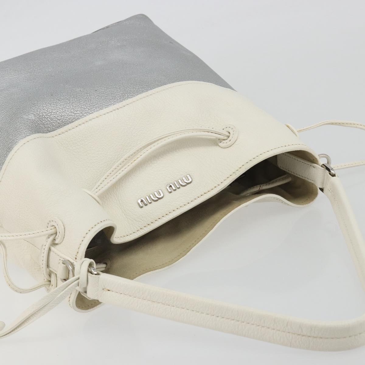 Miu Miu Shoulder Bag Leather Silver Auth BA13941A