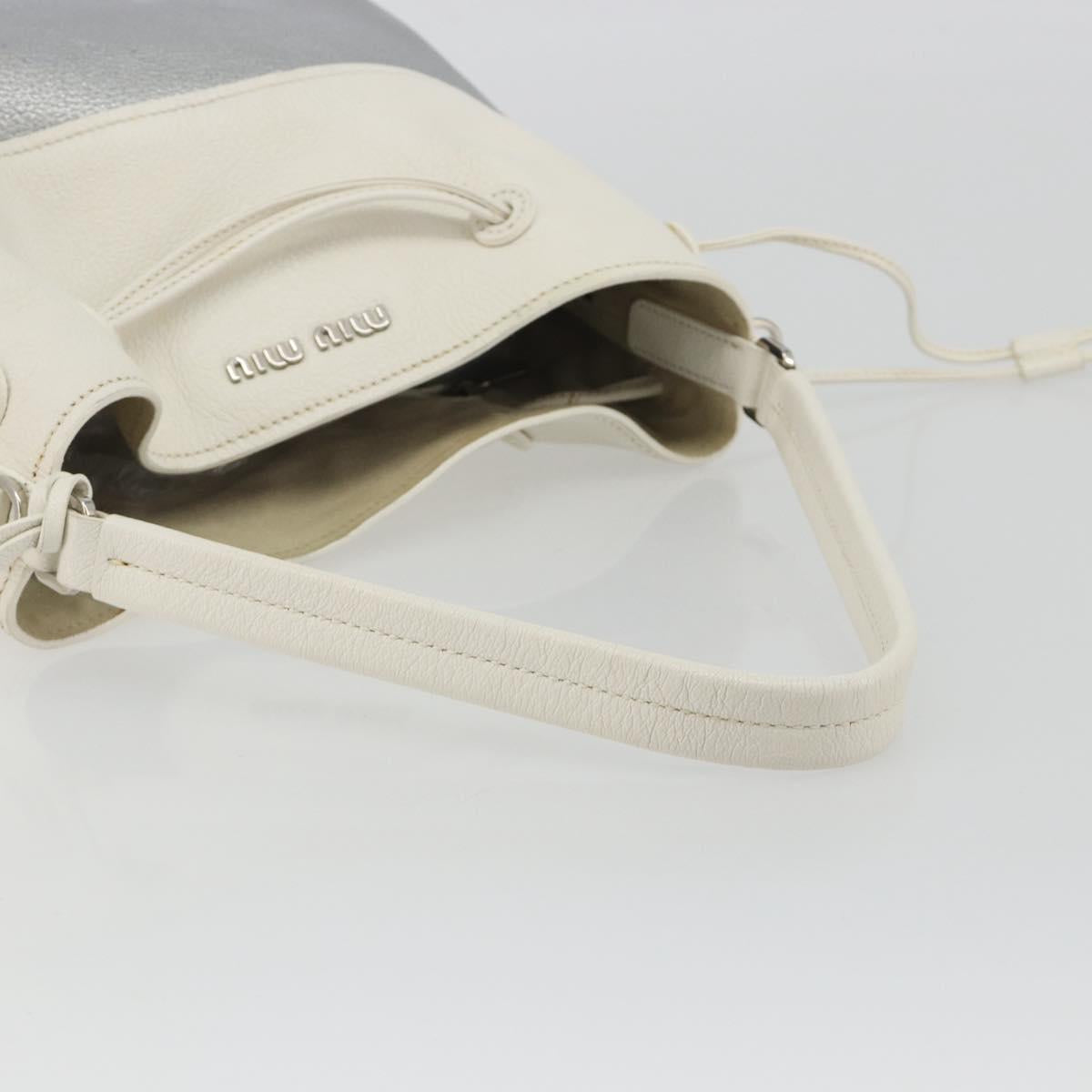 Miu Miu Shoulder Bag Leather Silver Auth BA13941A