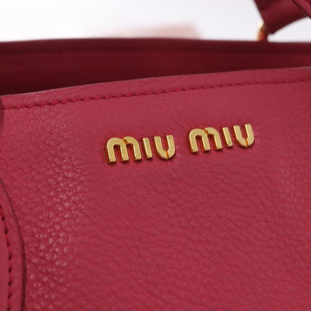 Miu Miu Vittello Caribbean Hand Bag Leather 2way Pink Gold Auth BA13942A