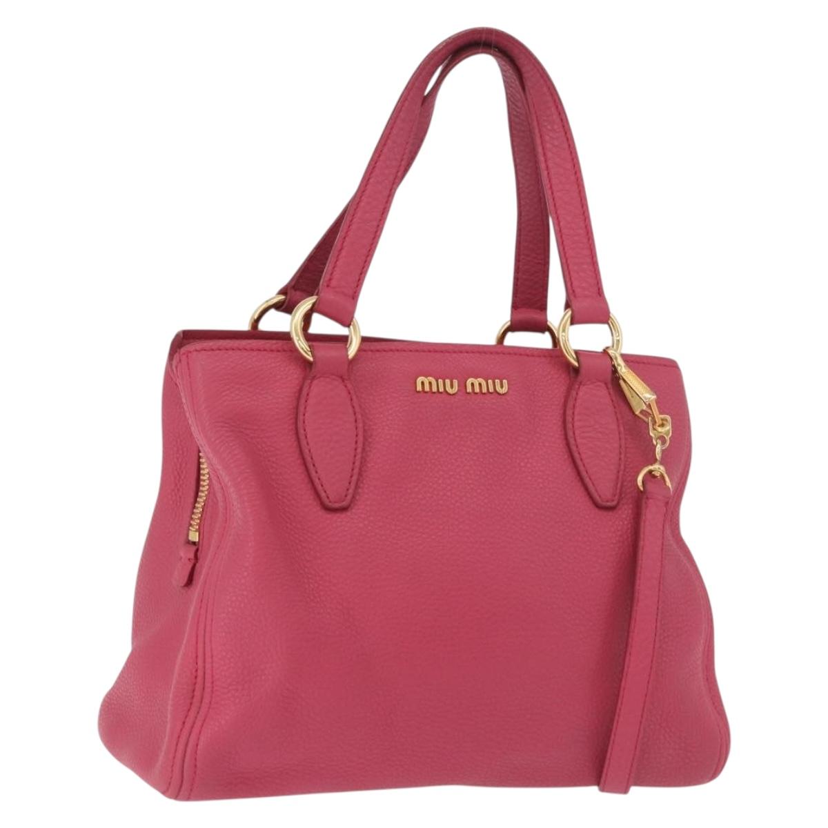 Miu Miu Vittello Caribbean Hand Bag Leather 2way Pink Gold Auth BA13942A