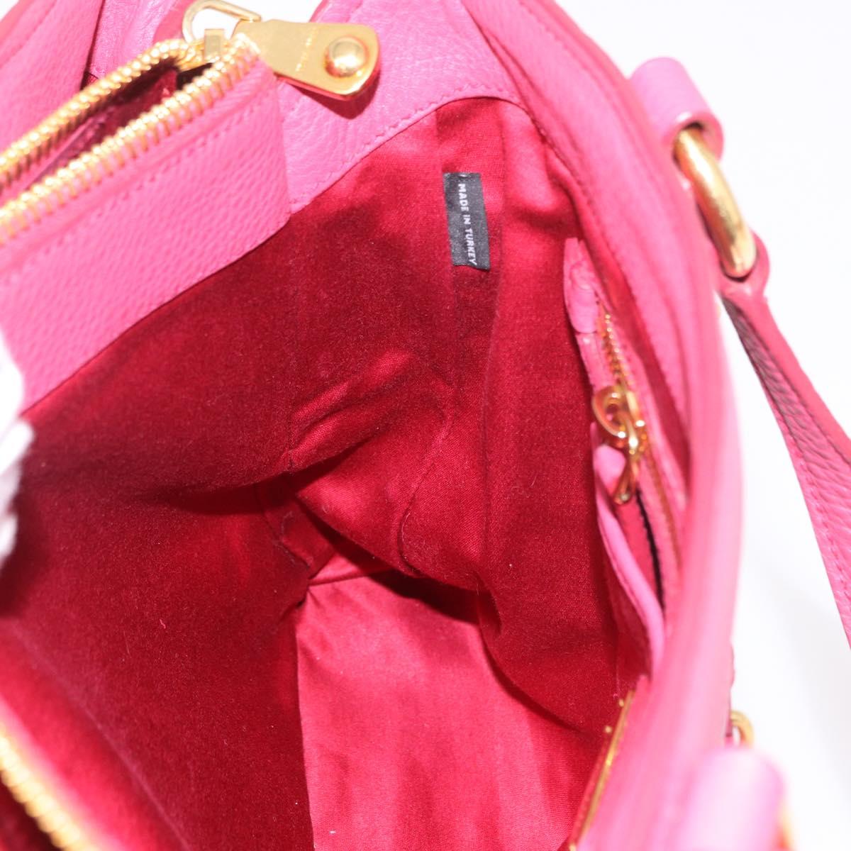 Miu Miu Vittello Caribbean Hand Bag Leather 2way Pink Gold Auth BA13942A