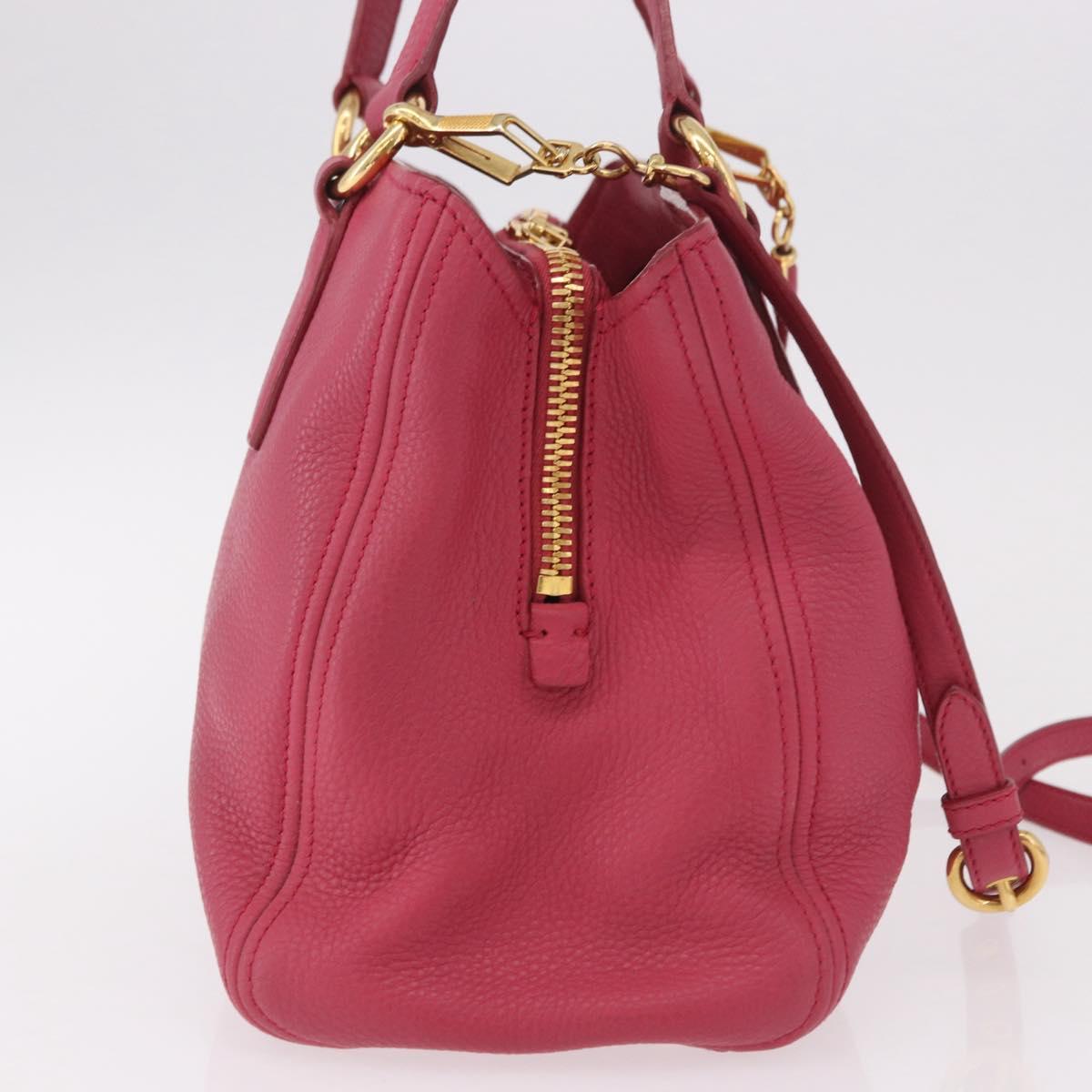 Miu Miu Vittello Caribbean Hand Bag Leather 2way Pink Gold Auth BA13942A