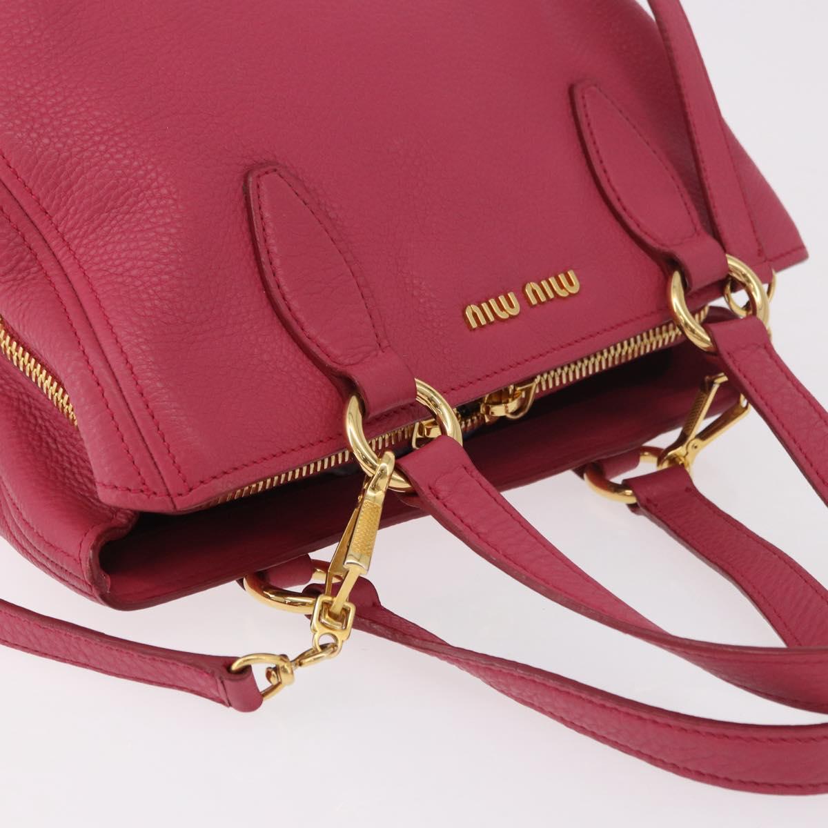 Miu Miu Vittello Caribbean Hand Bag Leather 2way Pink Gold Auth BA13942A