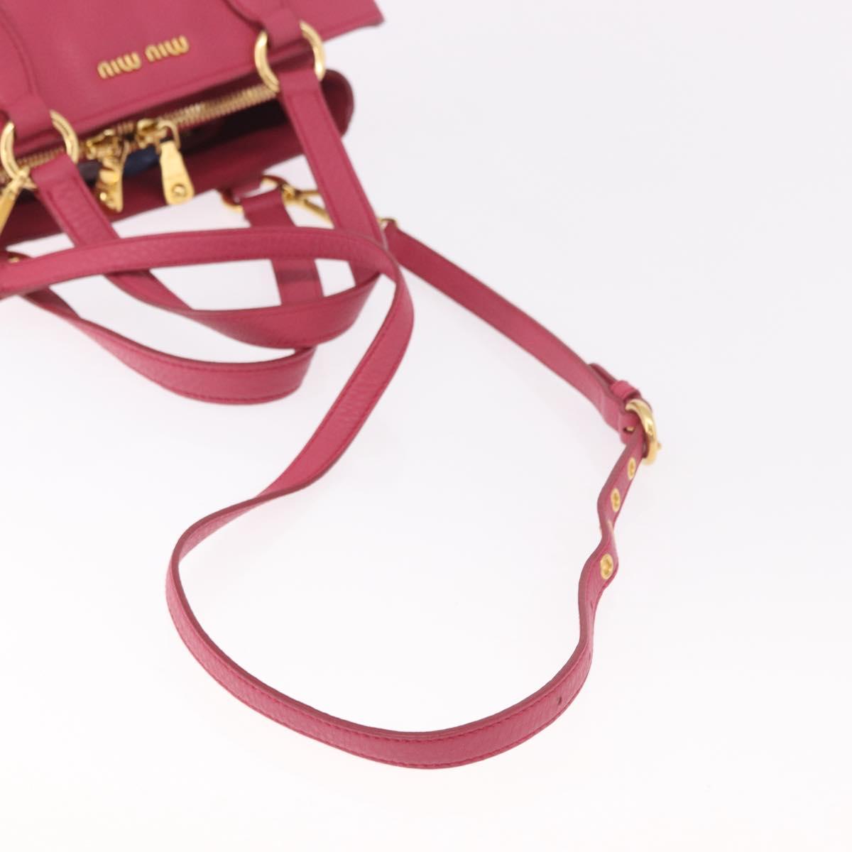 Miu Miu Vittello Caribbean Hand Bag Leather 2way Pink Gold Auth BA13942A