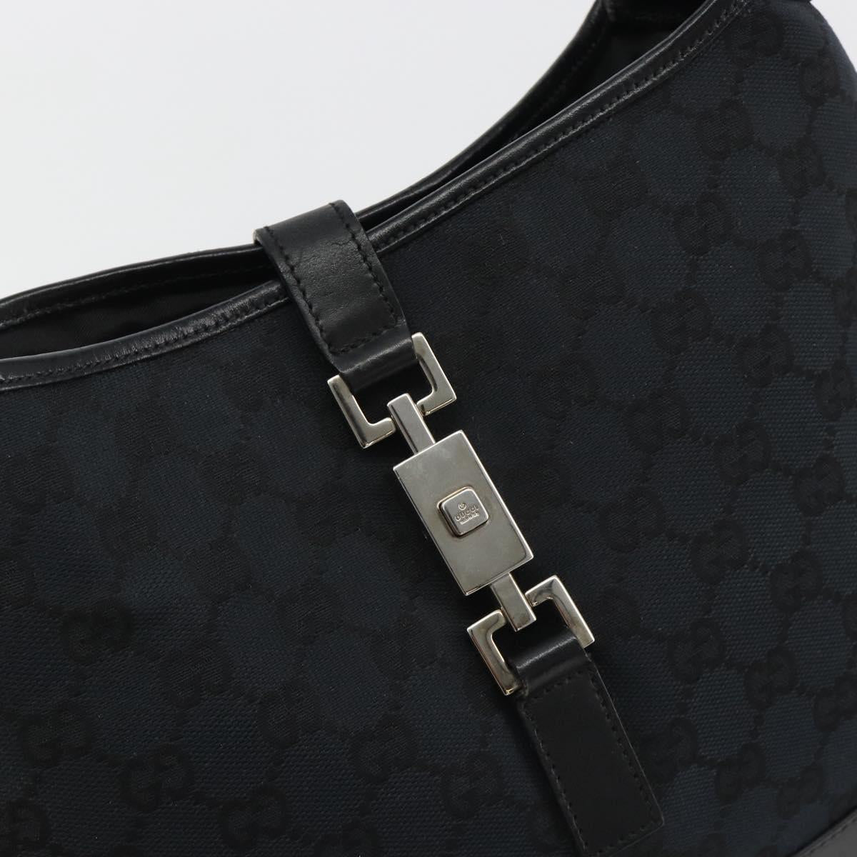 GUCCI GG Canvas Jackie Shoulder Bag Black Silver 001.3306 Auth BA13943