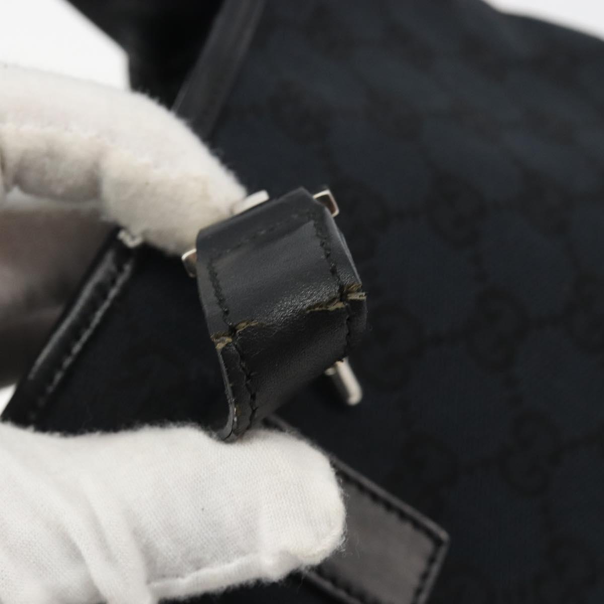 GUCCI GG Canvas Jackie Shoulder Bag Black Silver 001.3306 Auth BA13943