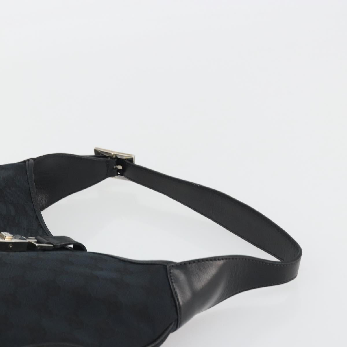 GUCCI GG Canvas Jackie Shoulder Bag Black Silver 001.3306 Auth BA13943