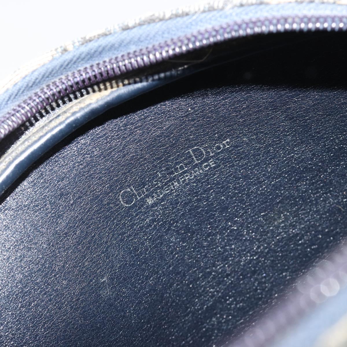 Christian Dior Trotter Canvas Shoulder Bag Navy Gold Auth BA13955