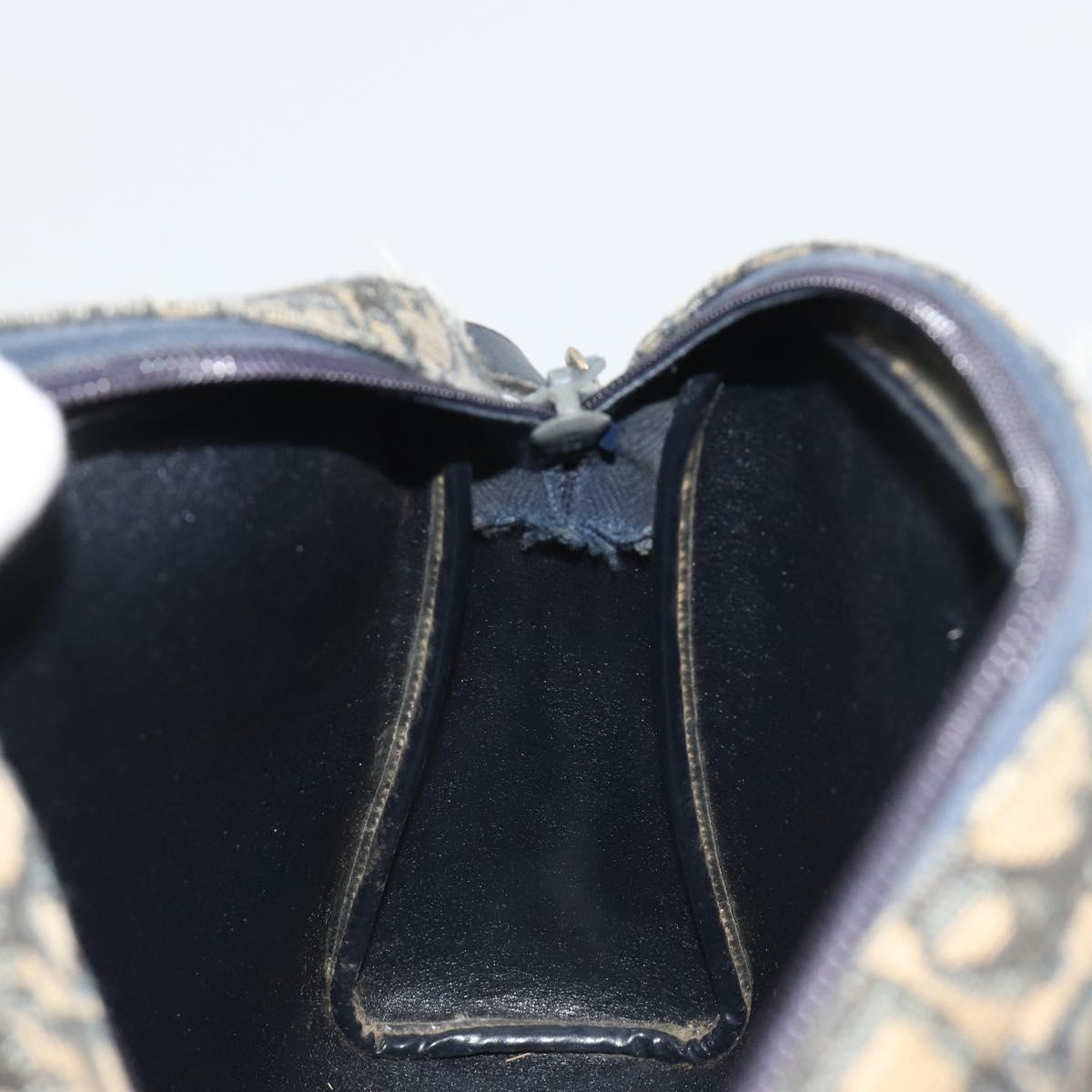 Christian Dior Trotter Canvas Shoulder Bag Navy Gold Auth BA13955