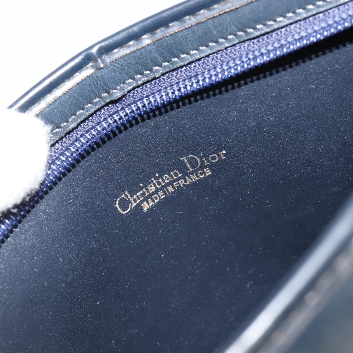 Christian Dior Trotter Canvas Shoulder Bag Navy Gold Auth BA13956
