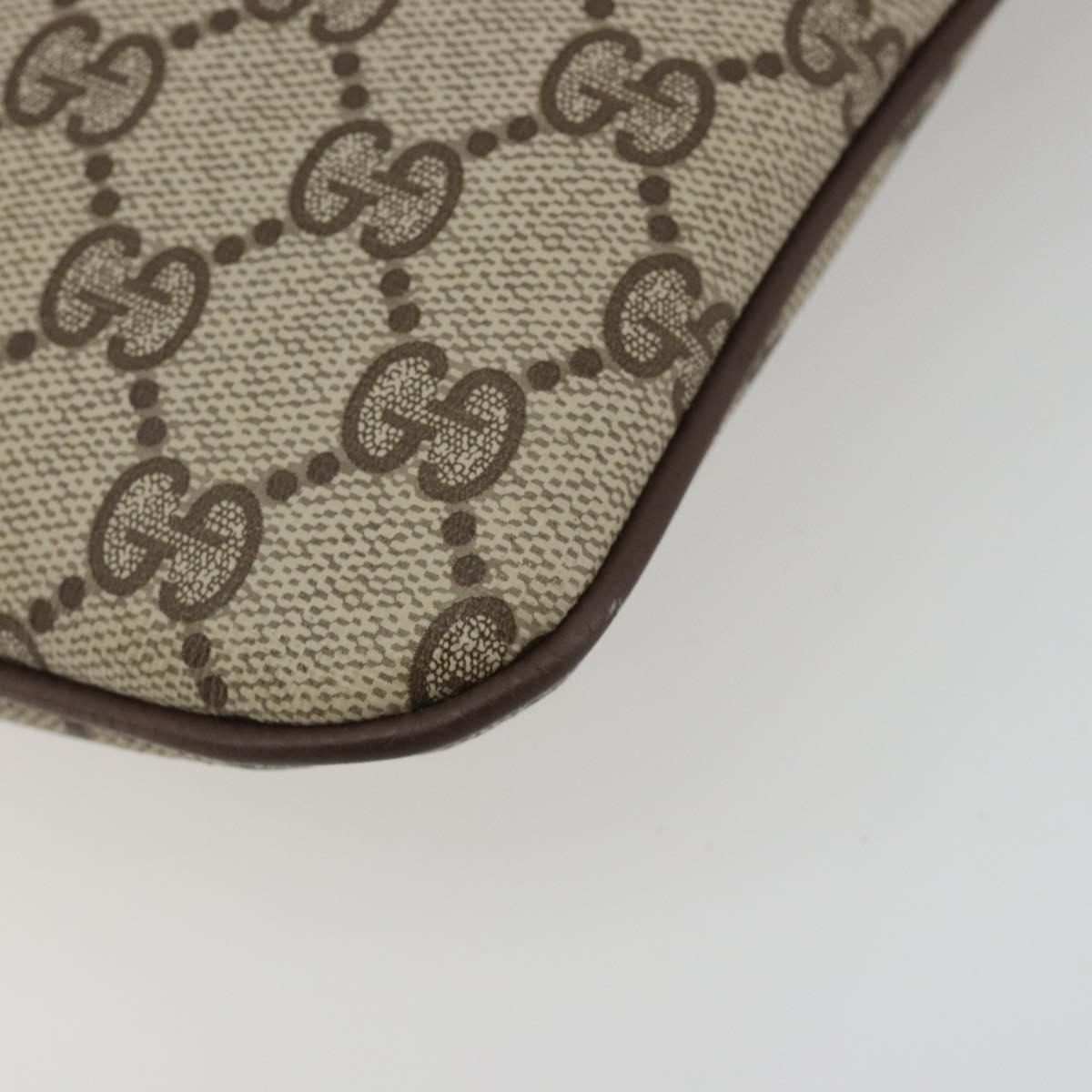 GUCCI GG Supreme Shoulder Bag PVC Leather Beige Gold Auth BA13957
