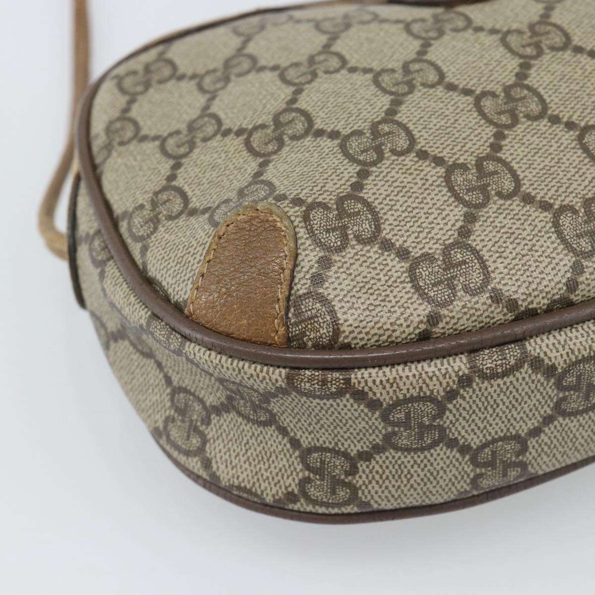 GUCCI GG Supreme Shoulder Bag PVC Leather Beige Gold Auth BA13958