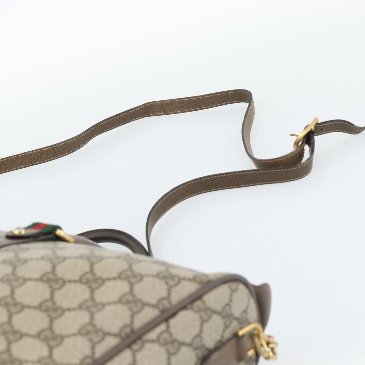 GUCCI GG Supreme Hand Bag PVC Leather 2way Beige Gold Auth BA13959